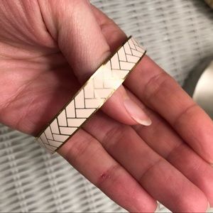 J. Crew cream / pink and gold enamel bracelet